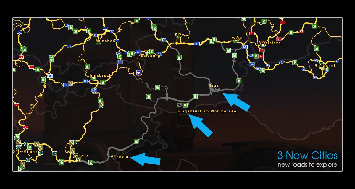 Neue Streckenabschnitte in Österreich für ETS2